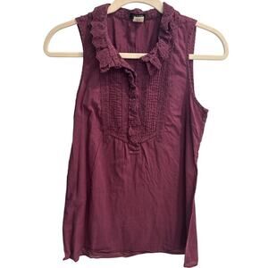 J.Crew Factory Size 2 Plum Colored Ruffle Sleeveless Blouse